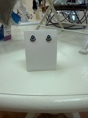 Turquoise and sterling silver AccentTeardrop Stud Earrings - Women Jewelry